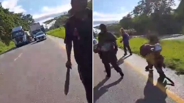 Conductor de mula paró el tráfico para enfrentarse a tres polizontes