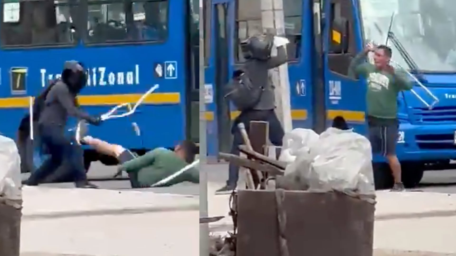 Pelea de motociclista y hombre sin pierna es viral en Bogotá