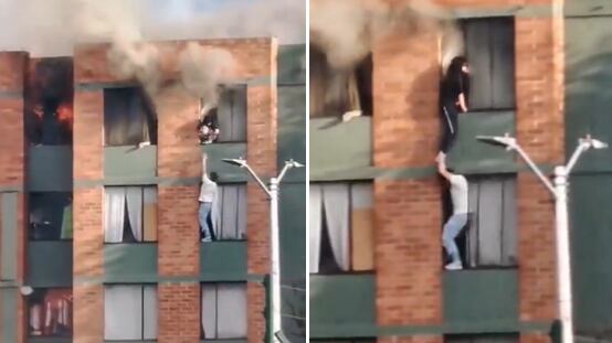 Heroico joven salvó a través de la ventana a su vecina en medio de un incendio
