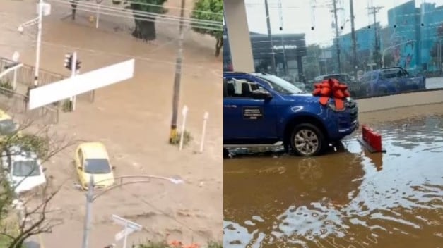 Foto del fuerte aguacero deja calles bajo el agua y pérdidas millonarias en Medellín.