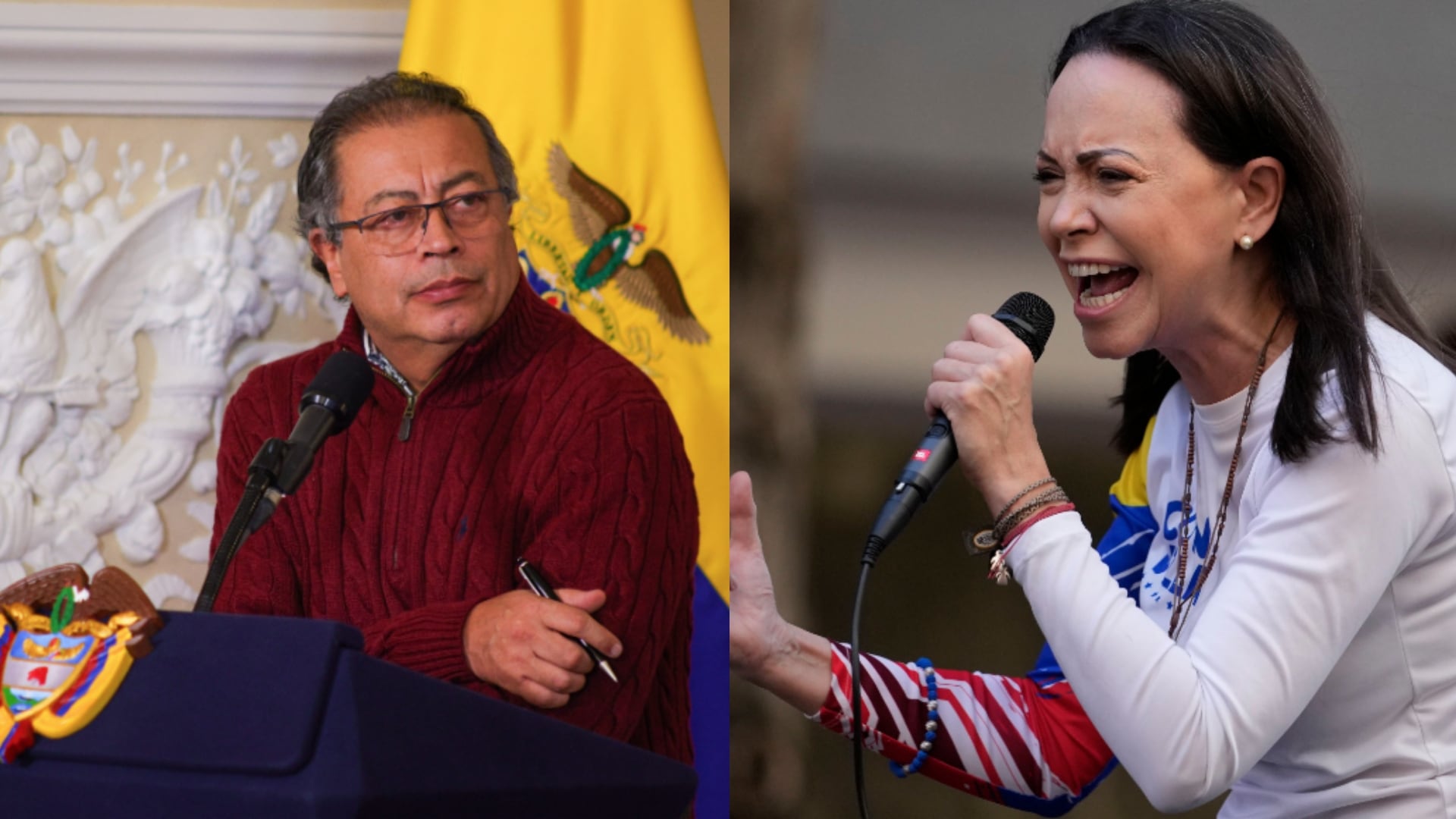 Presidente Gustavo Petro y María Corina Machado.