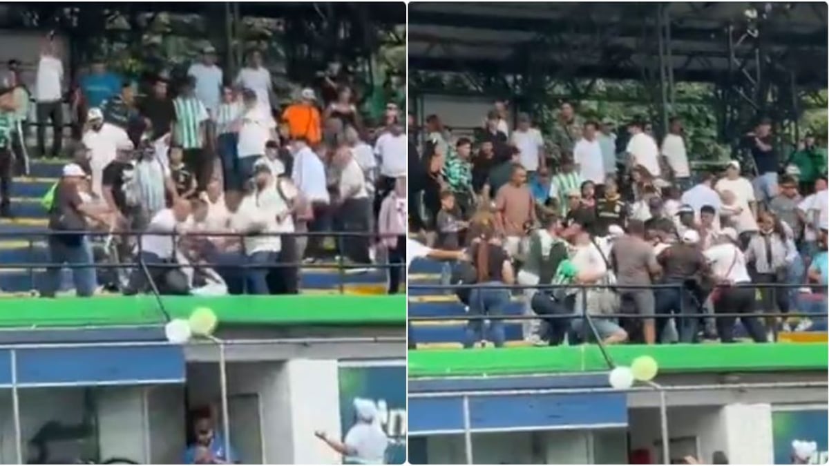 Batalla campal entre padres de familia en final infantil donde jugó Atlético Nacional