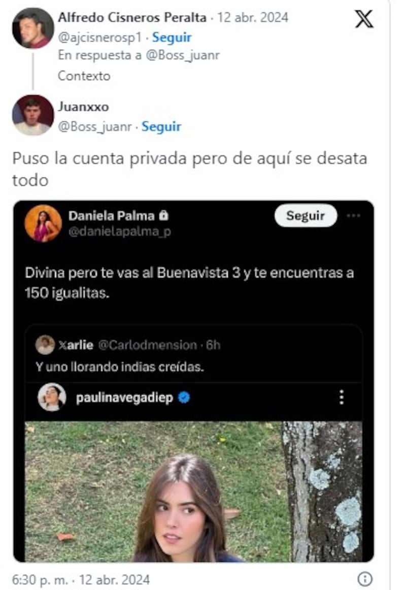 En redes una usuaria tuvo que cerrar su cuenta porque dijo que como Paulina Vega “hay 150 igualitas” en Barranquilla.
