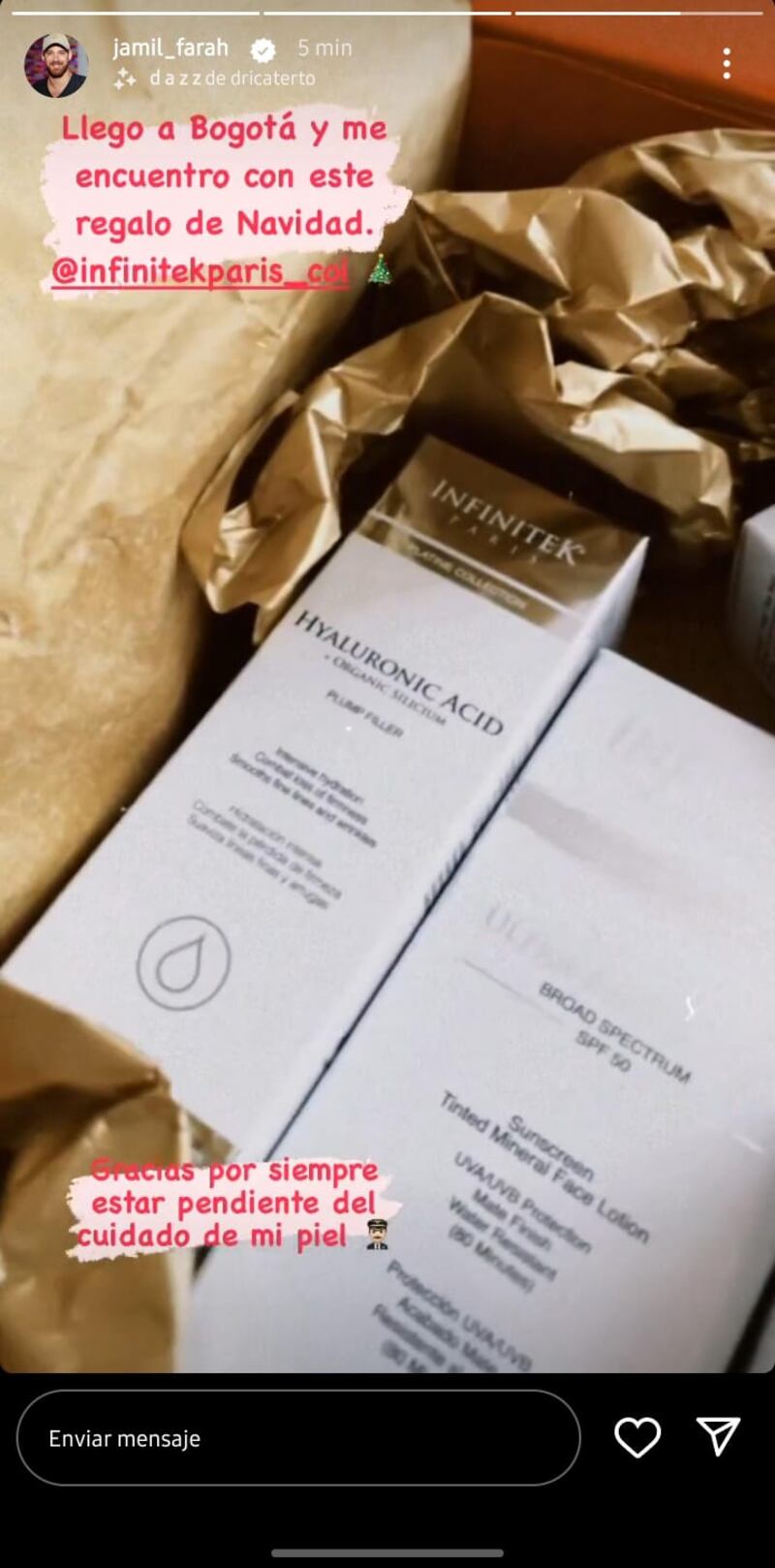 ¿A pasar navidad con Carolina Cruz?: Jamil Farah dio pistas en sus redes sociales