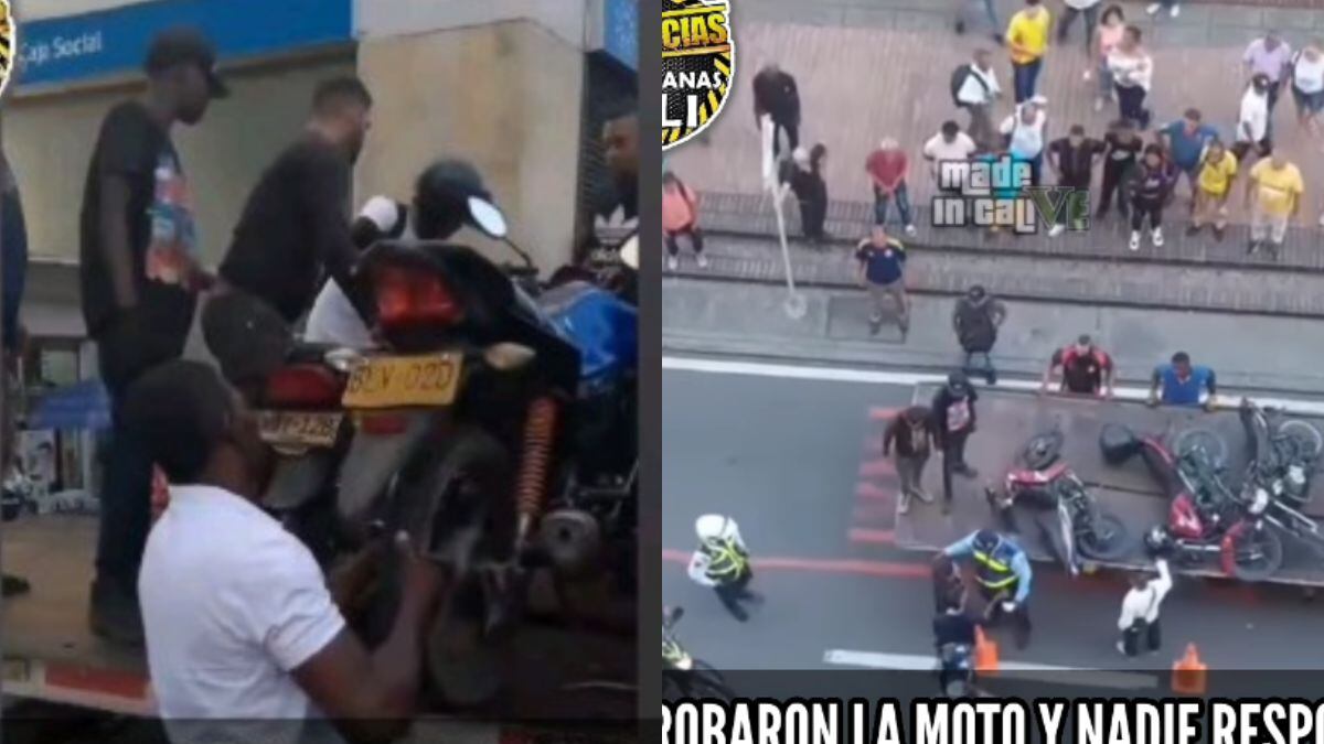 Denuncian robo de motocicleta en medio de operativo en Cali.