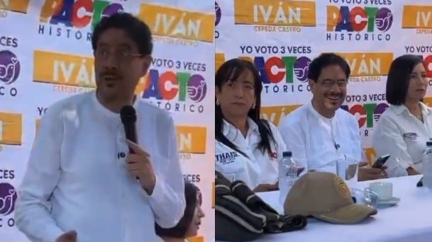 Foto del candidato presidencial Iván Cepeda cuando le preguntaron sobre su relacion con las FARC.