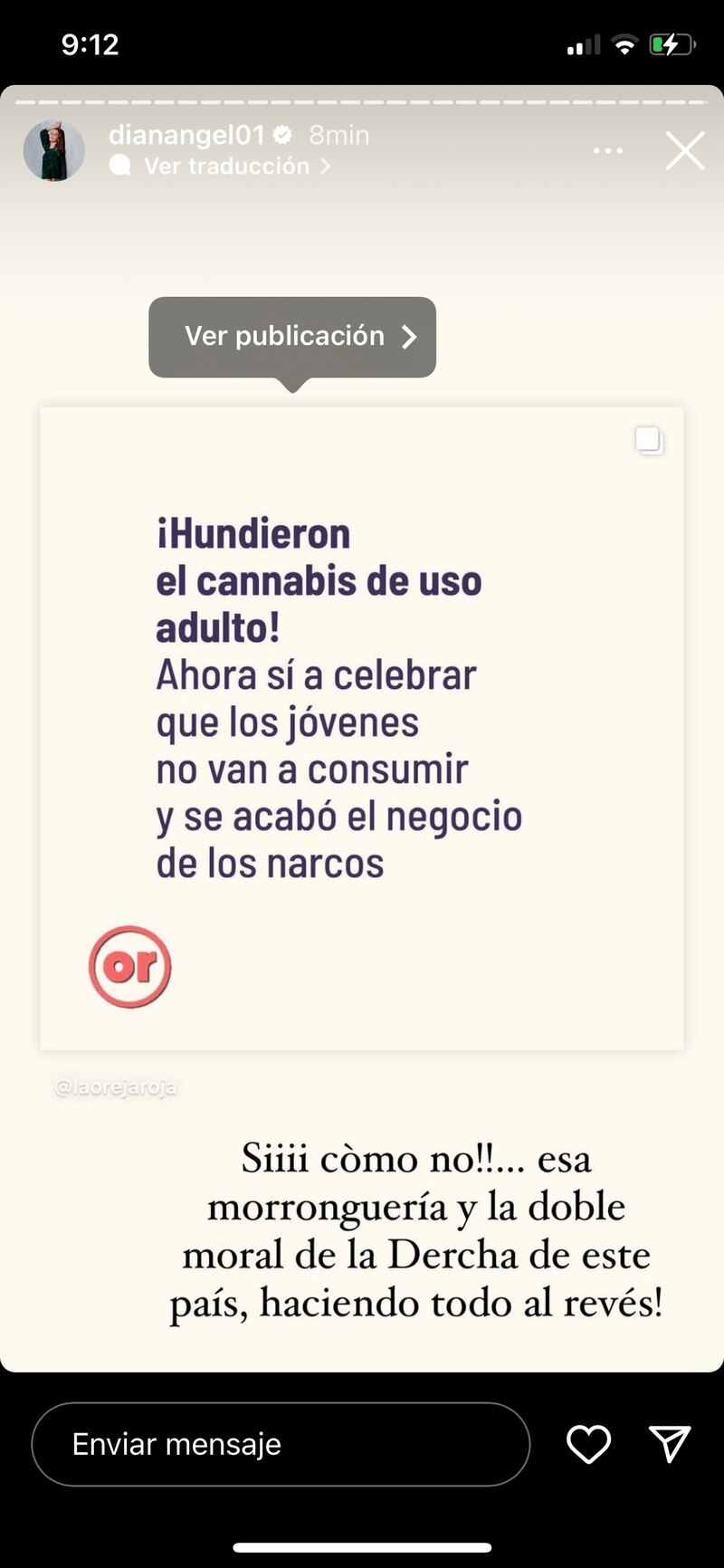 Diana Ángel mostró su molestia frente al proyecto de regulación de la marihuana de uso recreativo para adultos que se hundió