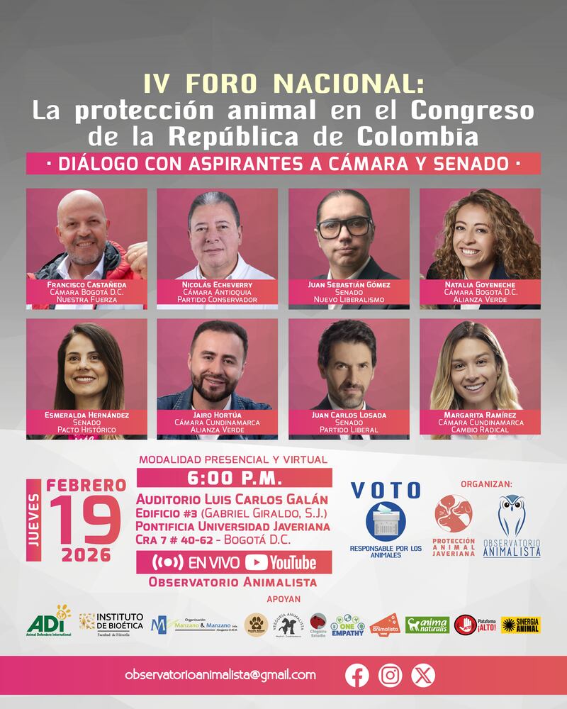 Volante IV foro nacional por la protección animales- cortesía Universidad Javeriana 17 febrero 2026