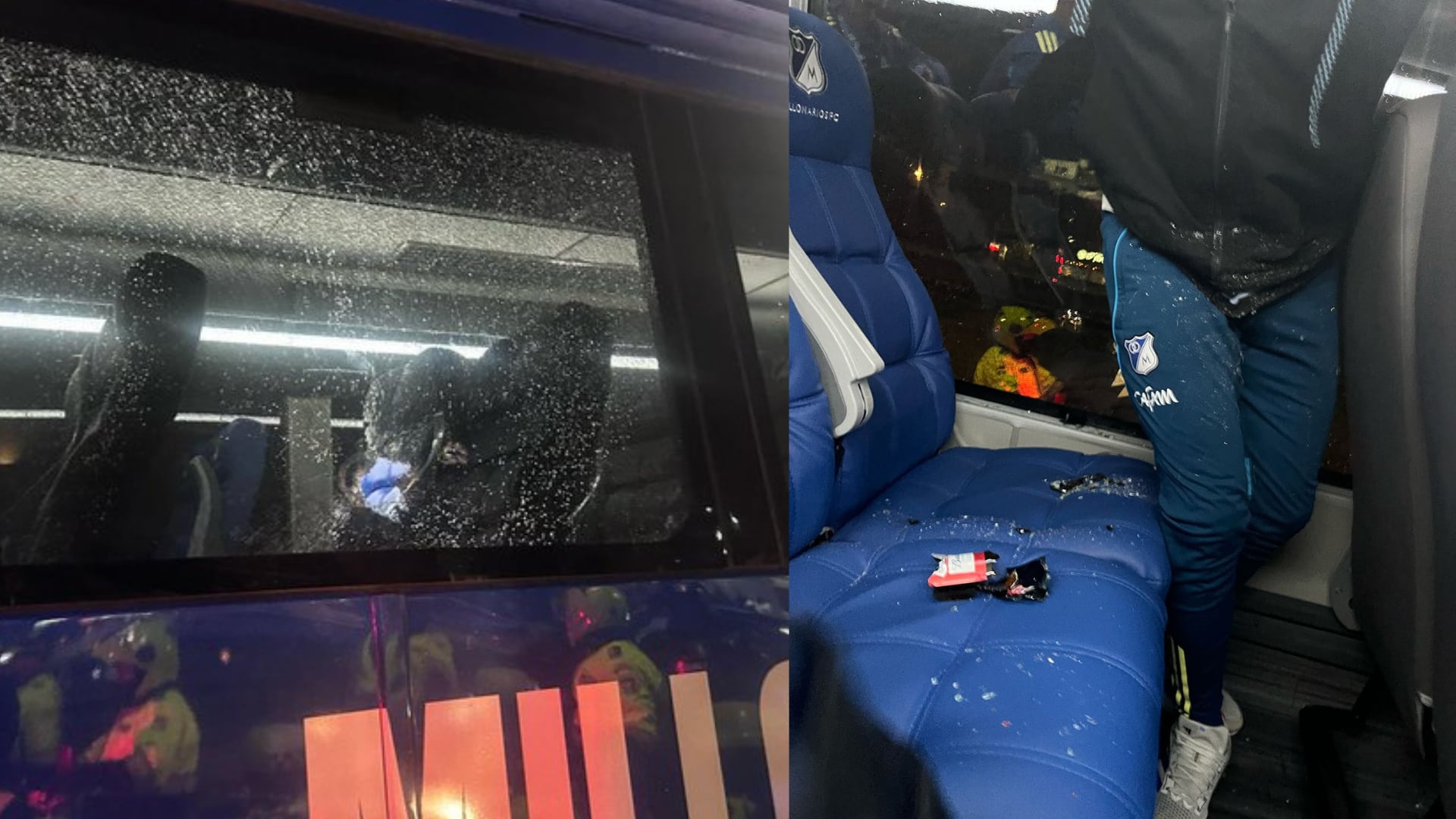 Hinchas de Santa Fe atacaron con botellas el bus de Millonarios