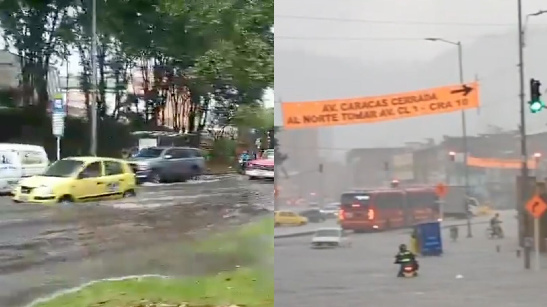 Gran parte de las vías en Bogotá sufrieron inundaciones debido a las fuertes lluvias.