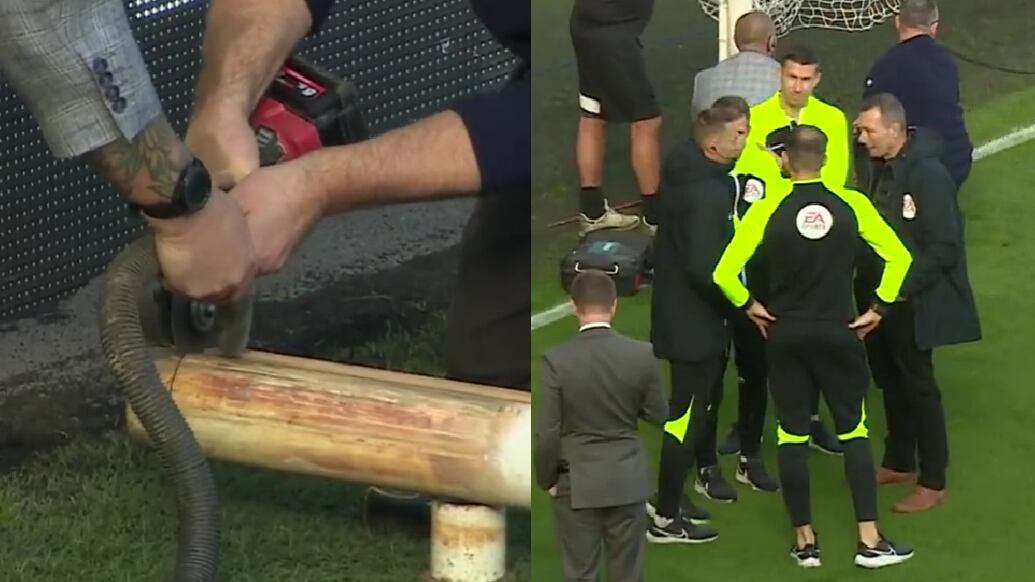 Trabajo sobre el arco norte en Hull City-Birmingham City