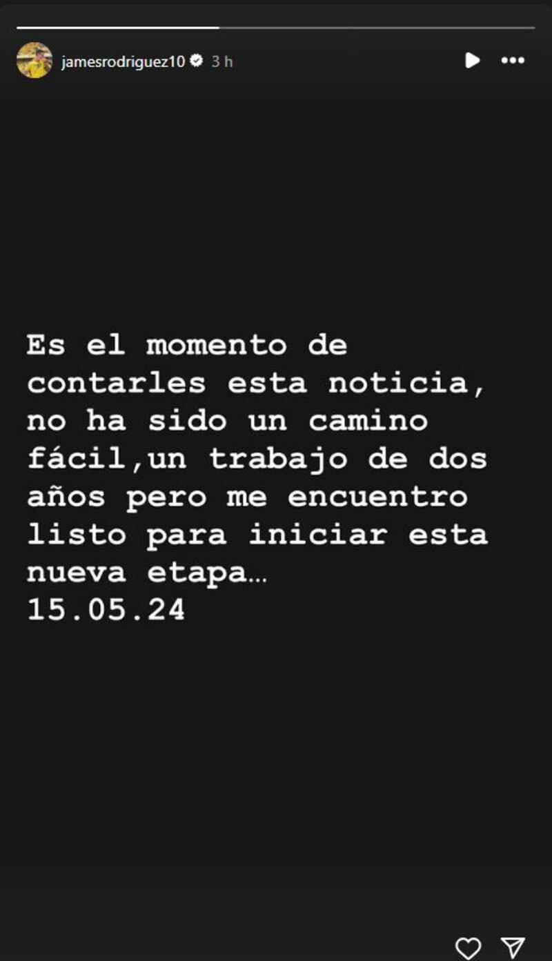 James Rodríguez hizo una revelación y manifestó que está listo para una nueva etapa