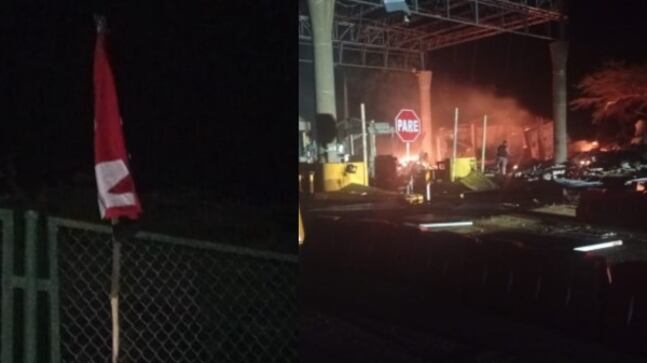 Foto de la explosión en el peaje Alto Pino en la vía Riohacha - Maicao.