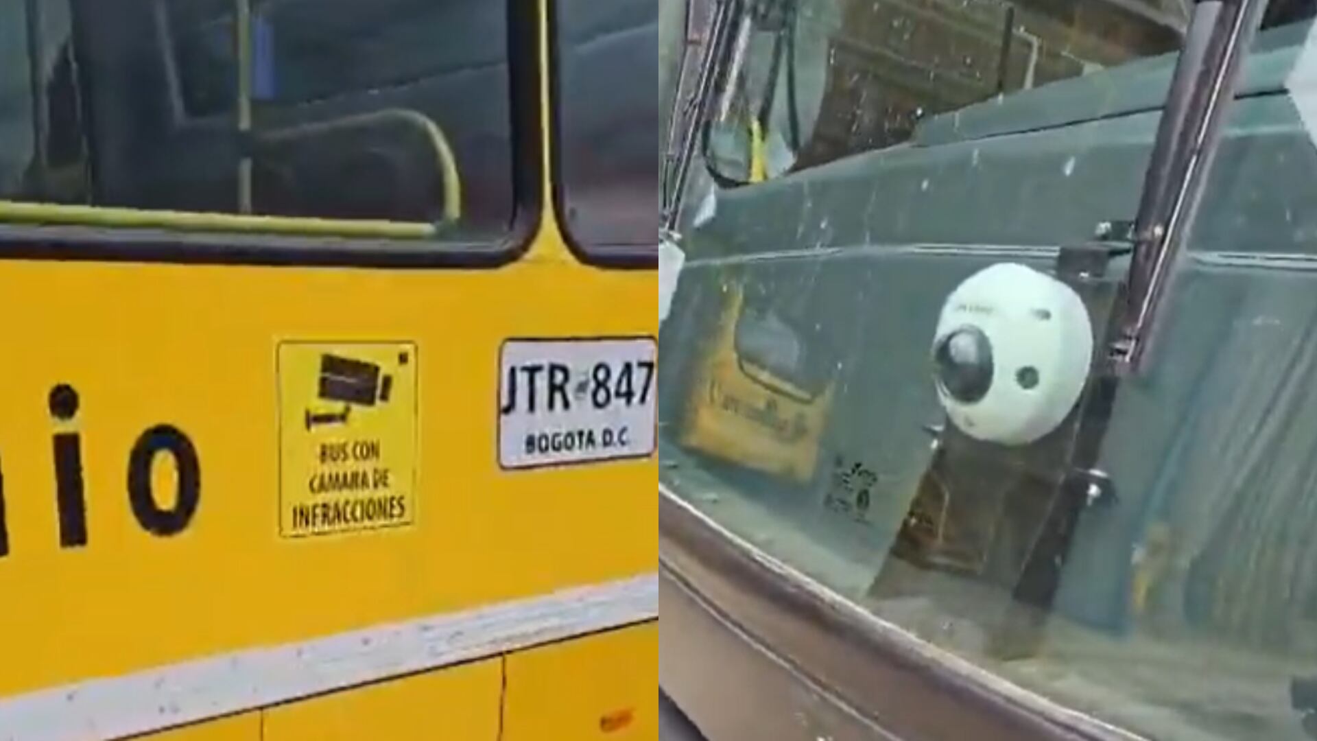 Cámaras de fotomultas en buses del AITP - Fotos: Capturas de pantalla de video publicado por la cuenta de X Pasa en Bogotá tomadas el 18 de octubre del 2025