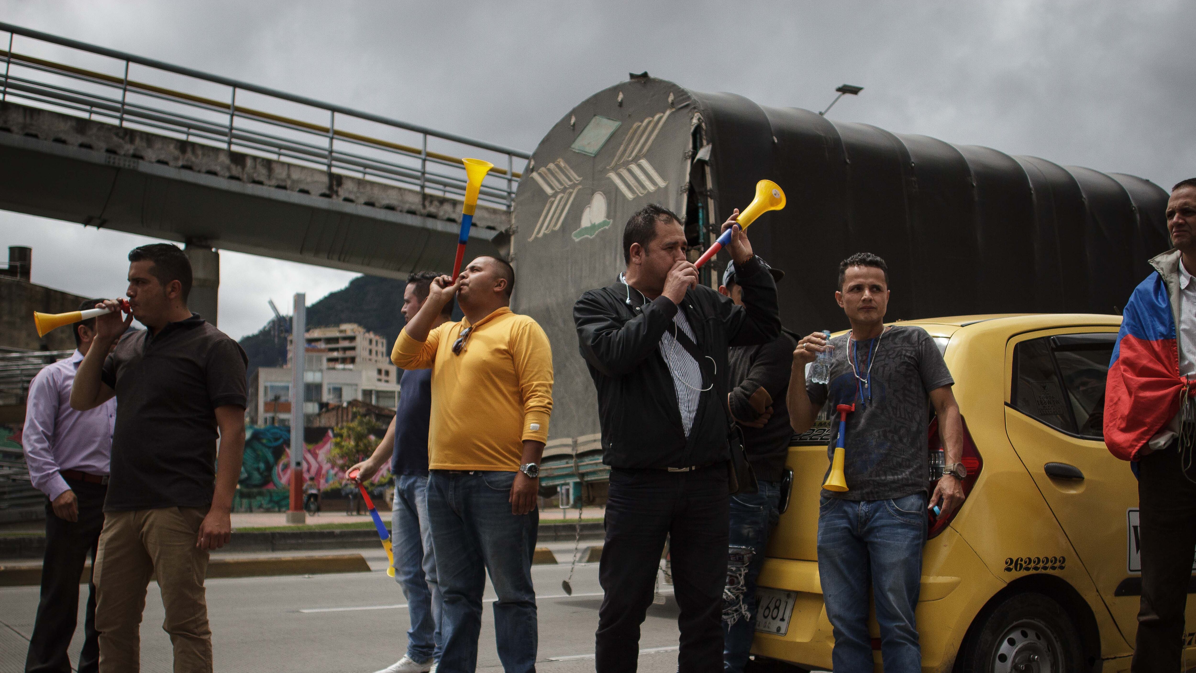 Paro de taxistas convocado en julio del 2019 en Bogotá.