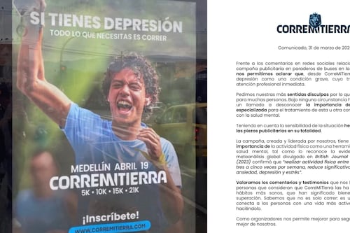 “Si tienes depresión...”: carrera con polémica publicidad tuvo que retirar carteles tras molestia en redes sociales