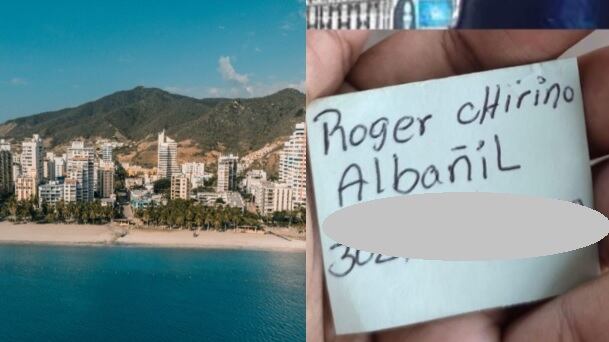 Tarjetas con las que albañil comparte su trabajo en Santa Marta.