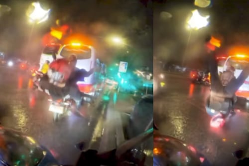 ‘Pato’ borracho en moto en Bogotá, se pegó tremendo ‘totazo’ por no agarrarse