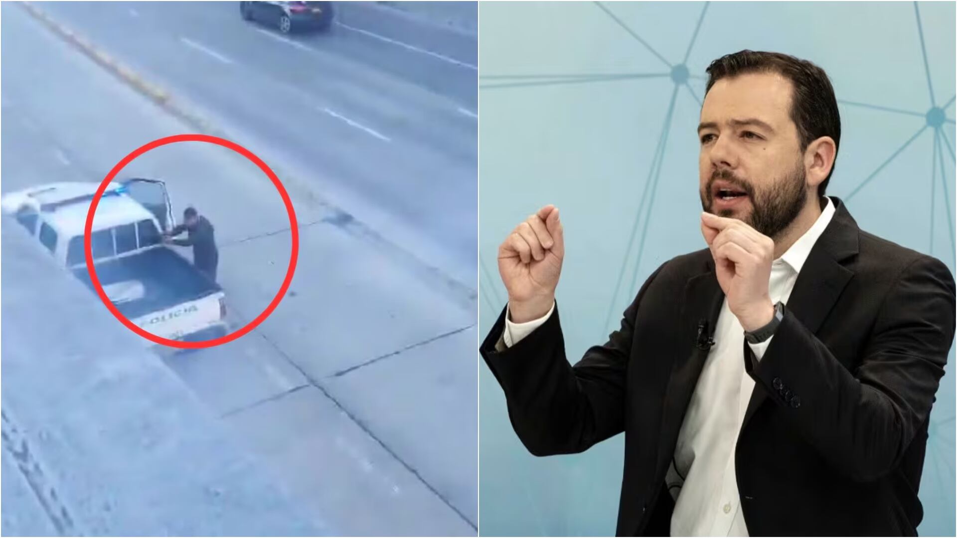 “Esto no es una protesta”: Galán respaldó a policías que dispararon a encapuchados de la U. Nacional (Redes sociales y Carlos Fernando Galán)