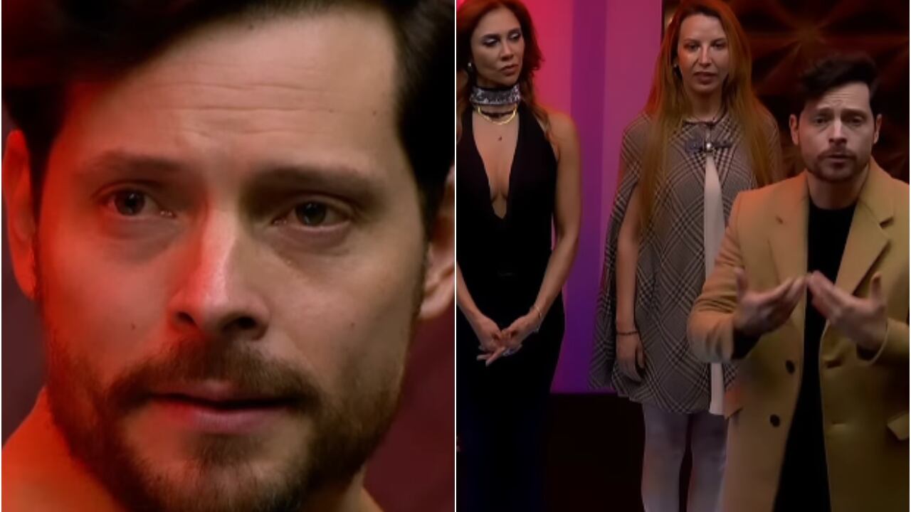 Julián Trujillo junto con Martha Isabel Bolaños y Mafe Walker en la gala de eliminación de 'La Casa de los Famosos'.