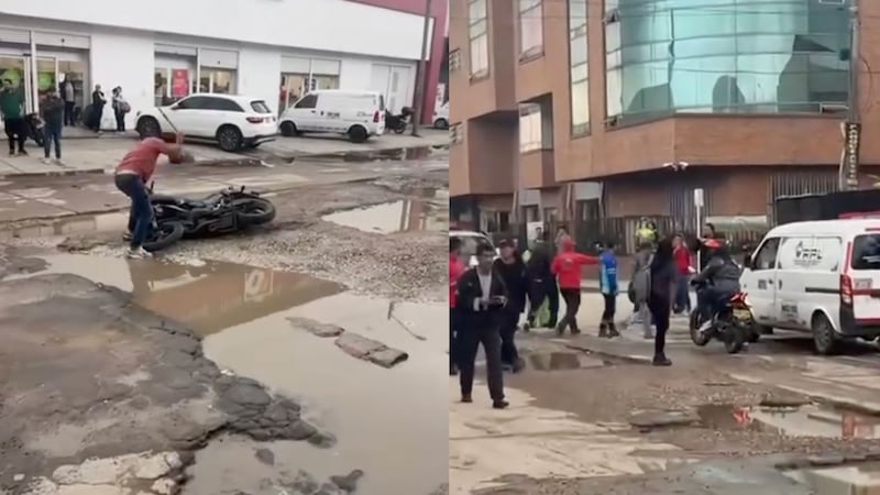 En video | Comunidad en Fontibón acorraló a dos presuntos ladrones de celulares y destruyeron la moto en la pretendían huir