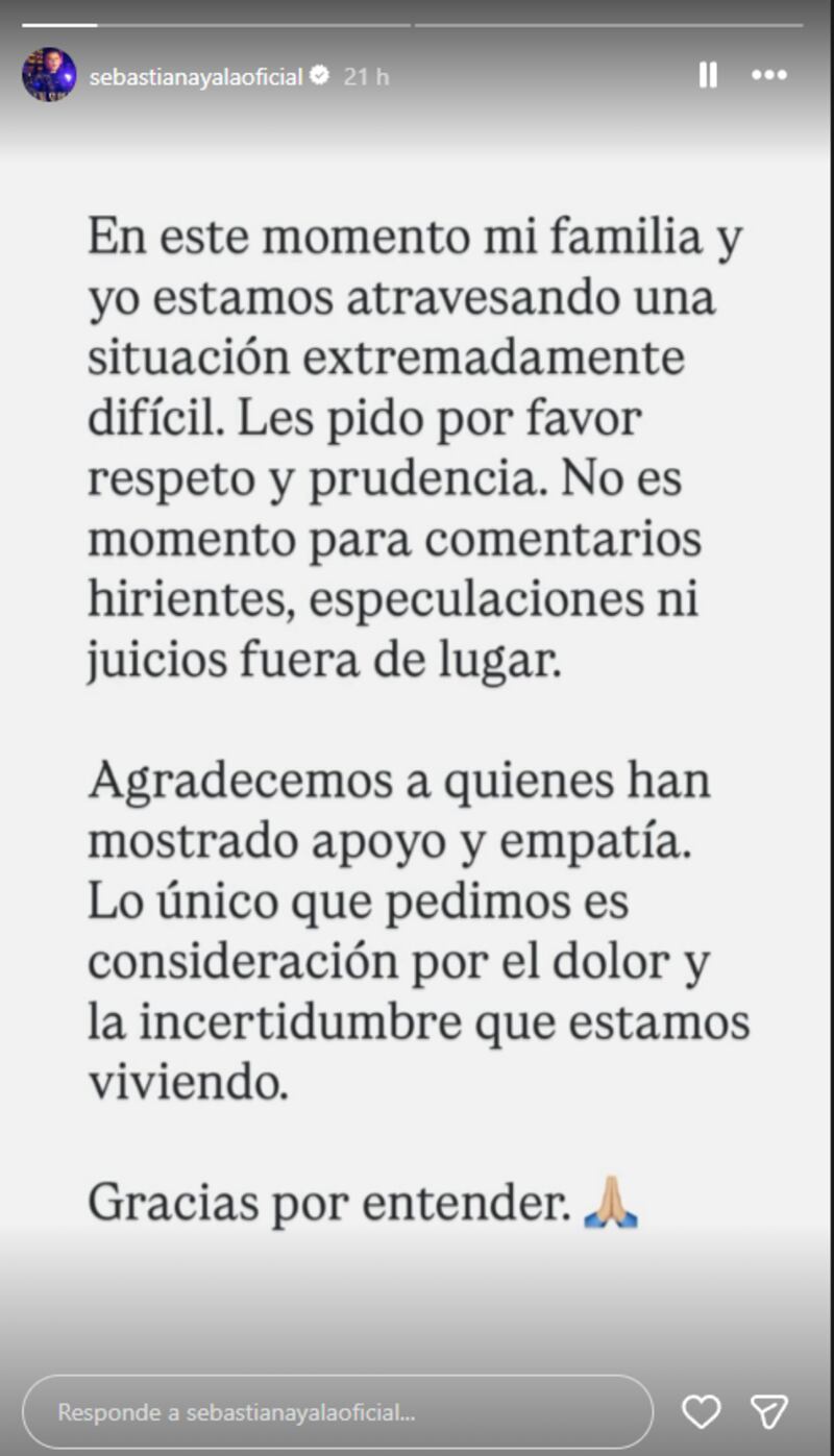 El desgarrador mensaje de Sebastián Ayala a su hermano Miguel tras confirmarse su secuestro