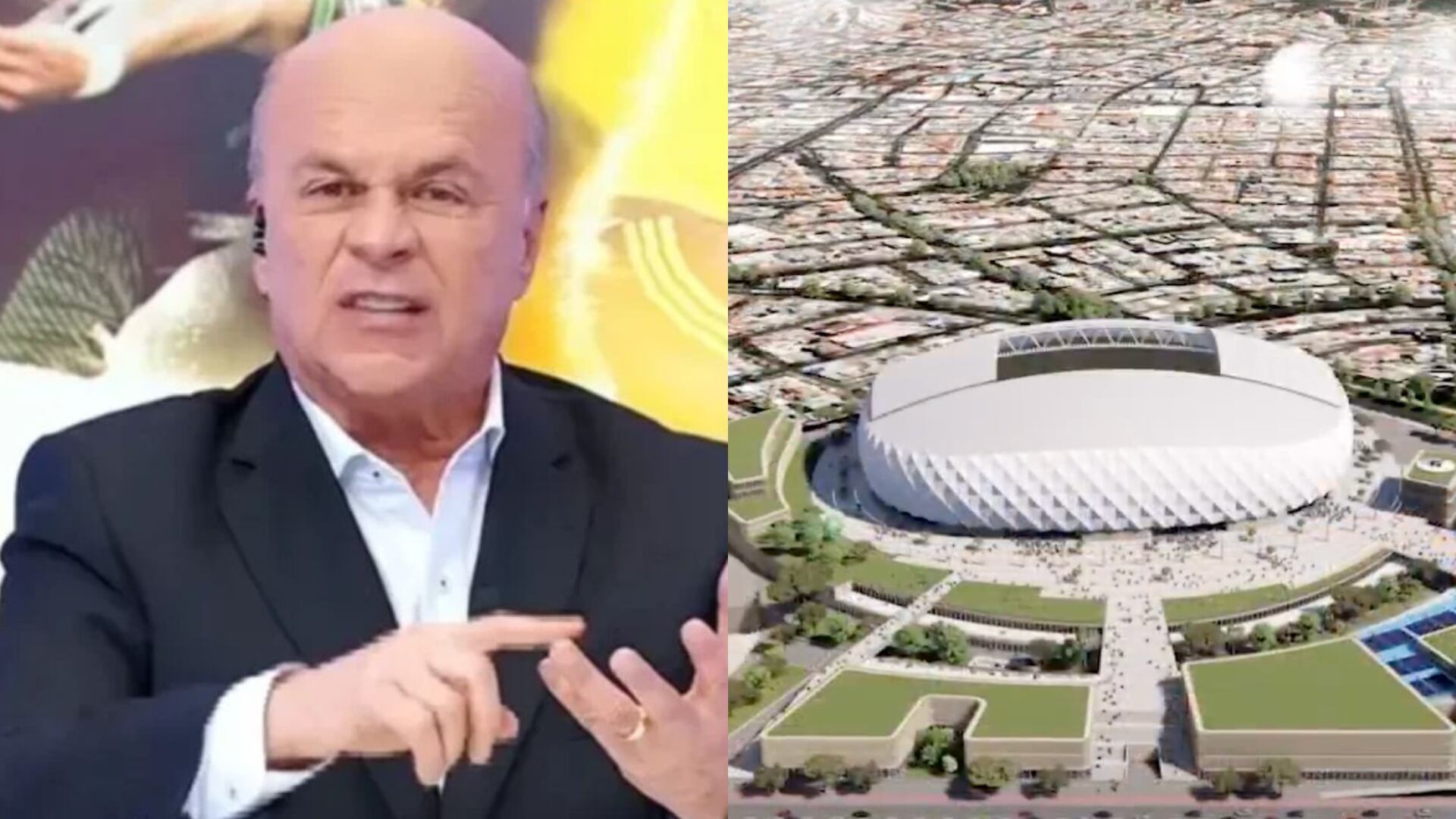 Carlos Antonio Vélez y render del nuevo estadio de Bogotá - Fotos: Redes sociales