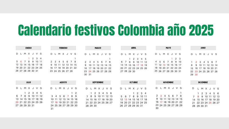 Calendario Festivos Colombia 2025