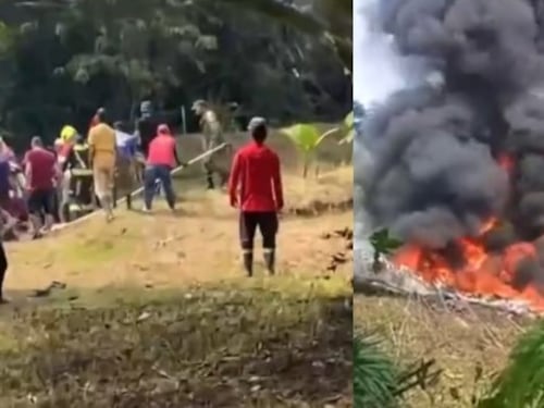 Dramáticas escenas en Puerto Leguízamo: vecinos intentaron apagar incendio de avión militar tras accidente aéreo
