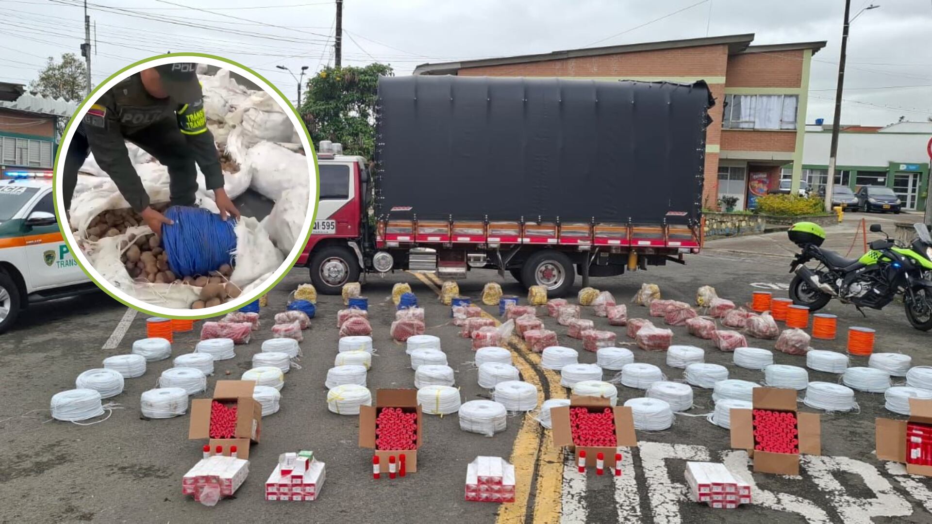 De no creer: la Policía encontró un cargamento de explosivos ente bultos de papa en Nariño