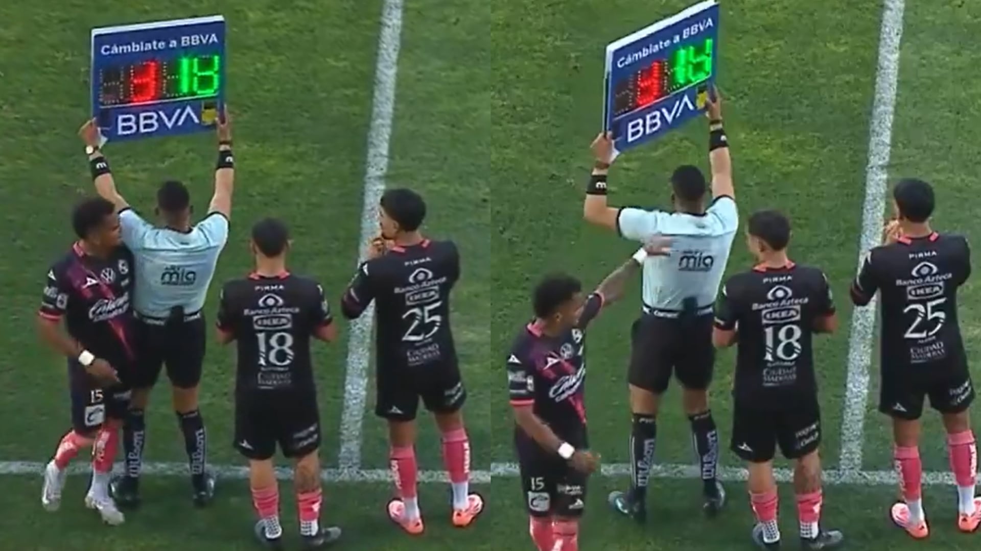 Jugador colombiano se hizo echar por empujar al cuarto árbitro - Fotos: TRnsmisión oficial del partido el 23 de marzo del 2026