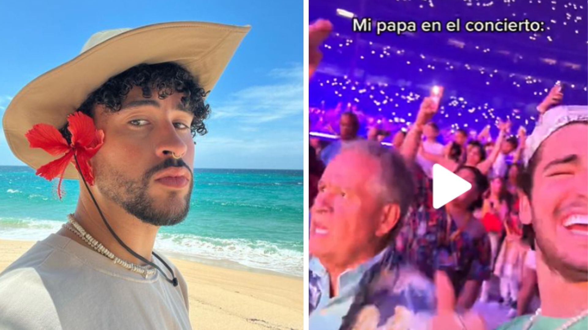 Hijo invitó a su padre al concierto de Bad Bunny y se lo disfrutó.