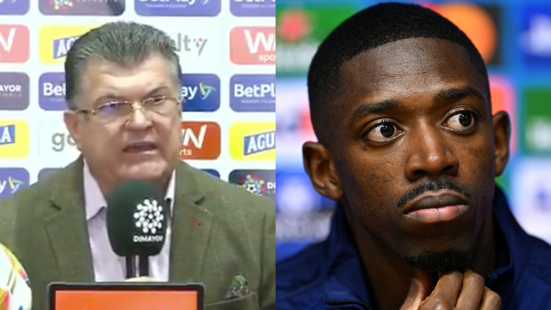 Carlos Mario Zuluaga y Ousmane Dembelé - Fotos: Redes sociales de Win y Getty