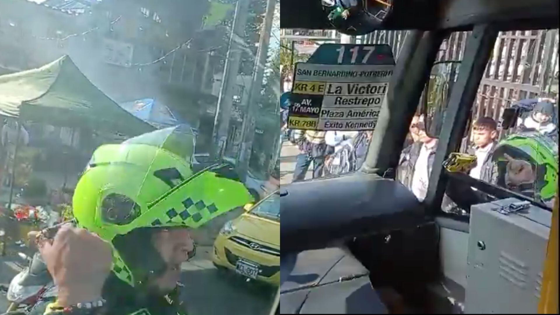 Los policías le pidieron con insistencia al conductor del Sitp que se bajara del vehículo.