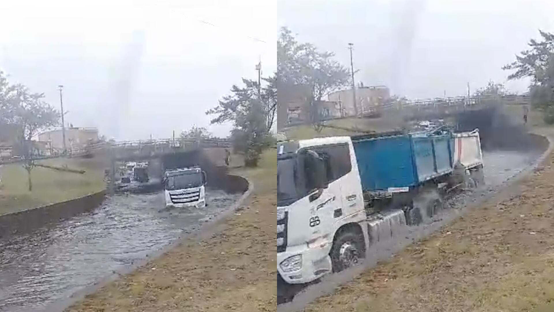 Inundaciones impresionantes al sur de Bogotá, toca pasar la calle nadando