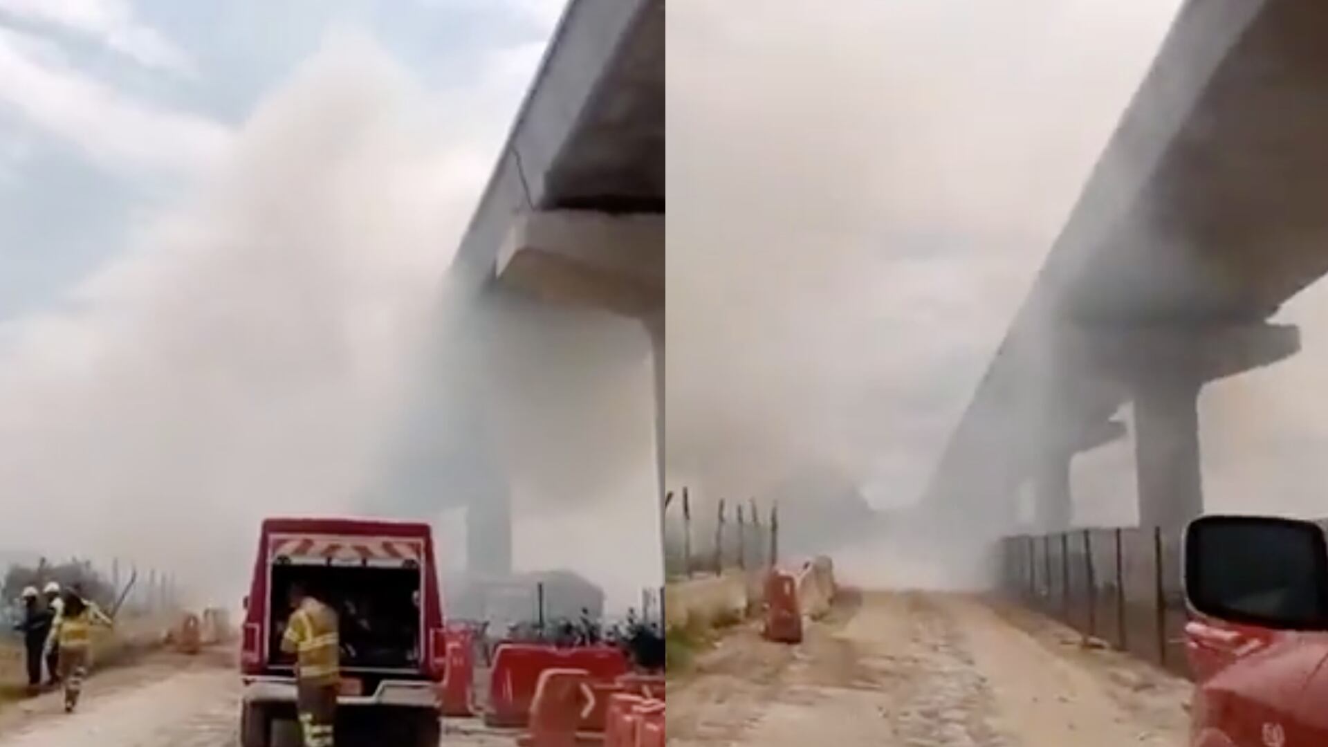 Incendio en inmediaciones del Metro de Bogotá.