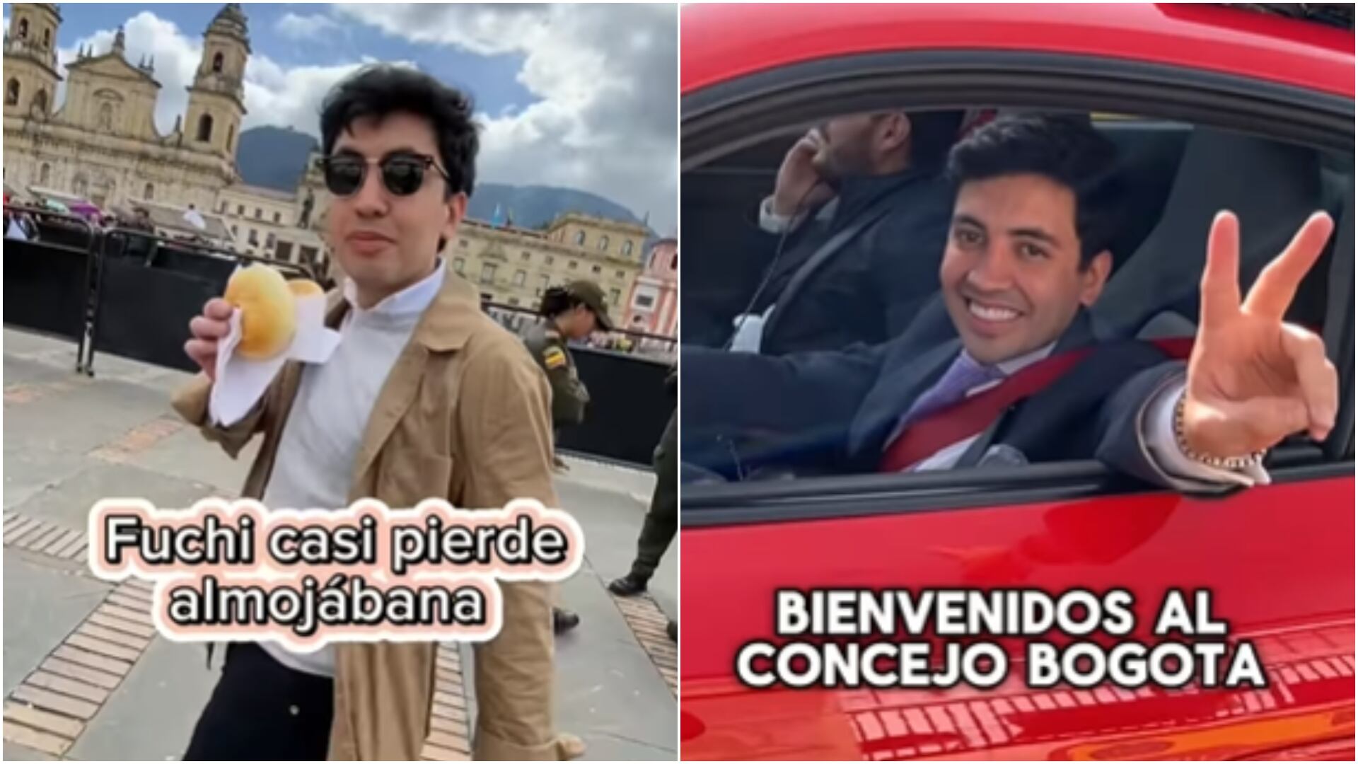 Ángelo Schiavenato, el concejal más ‘yupi’ de Bogotá llego a su primer día de trabajo en Porsche y comiendo almojábana (Tomado de redes de Ángelo Schiavenato)