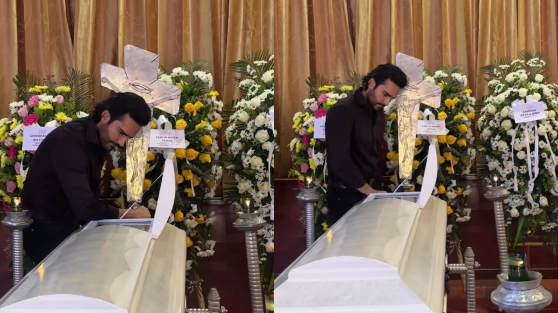 Fabian Ríos en el velorio de su madre