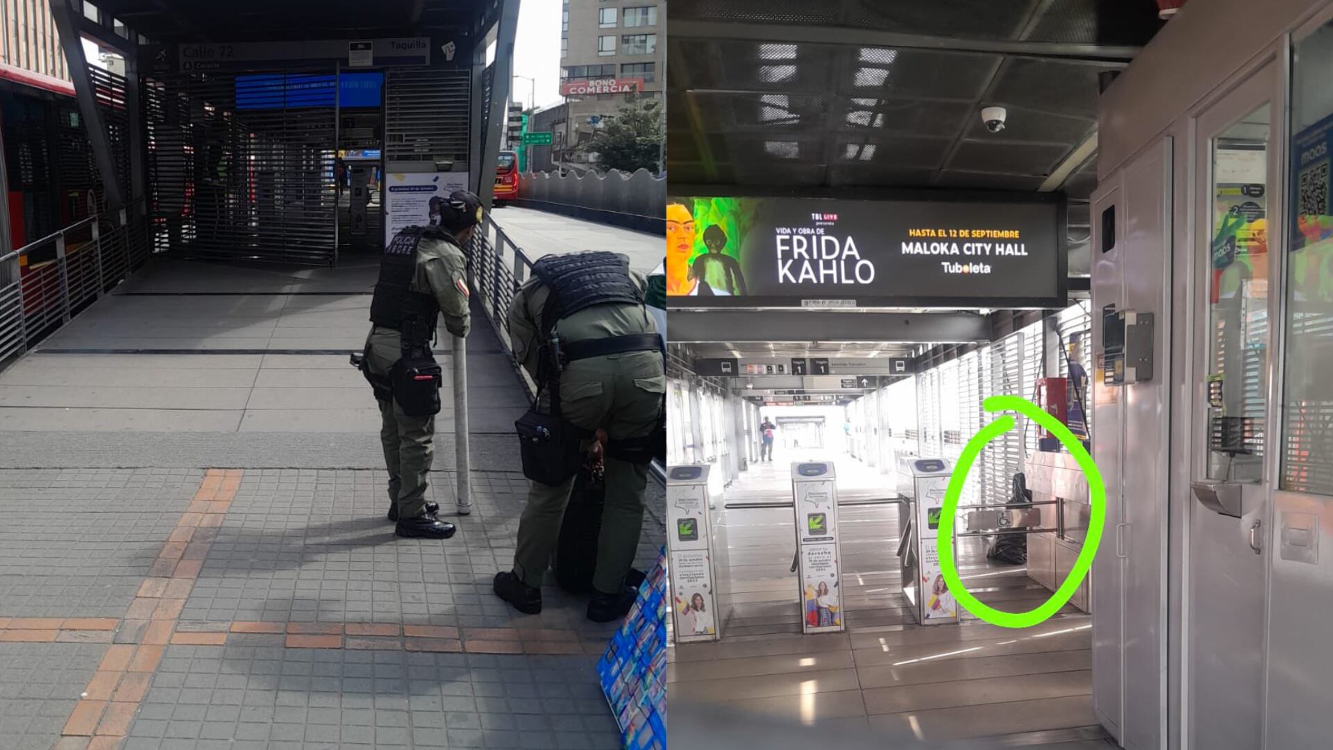 Estación de TransMilenio de la Calle 72 permaneció cerrada por paquete sospechoso que fue abandonado