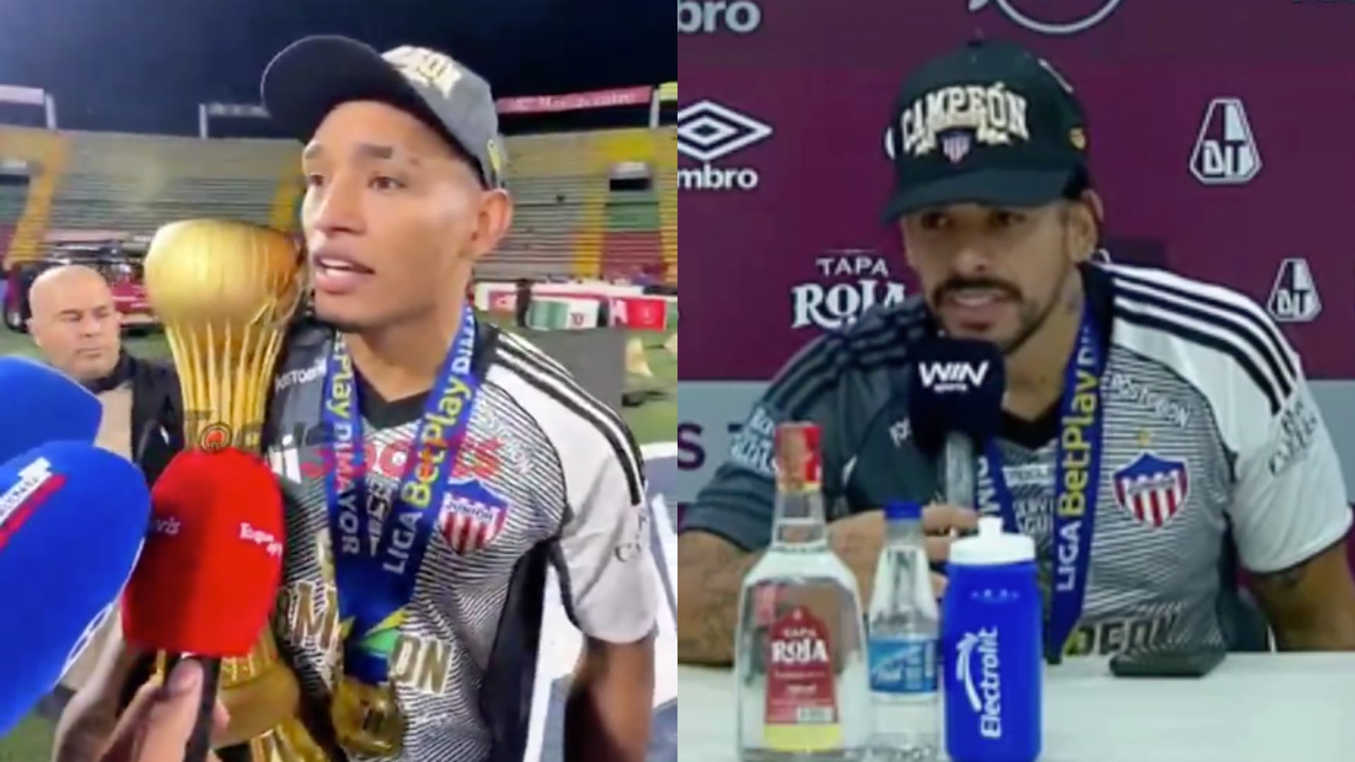 Jermain Peña y Javier Báez - Fotos: Capturas de pantalla de Toque Sports y rueda de prensa de la Dimayor tomadas el 17 de diciembre del 2025