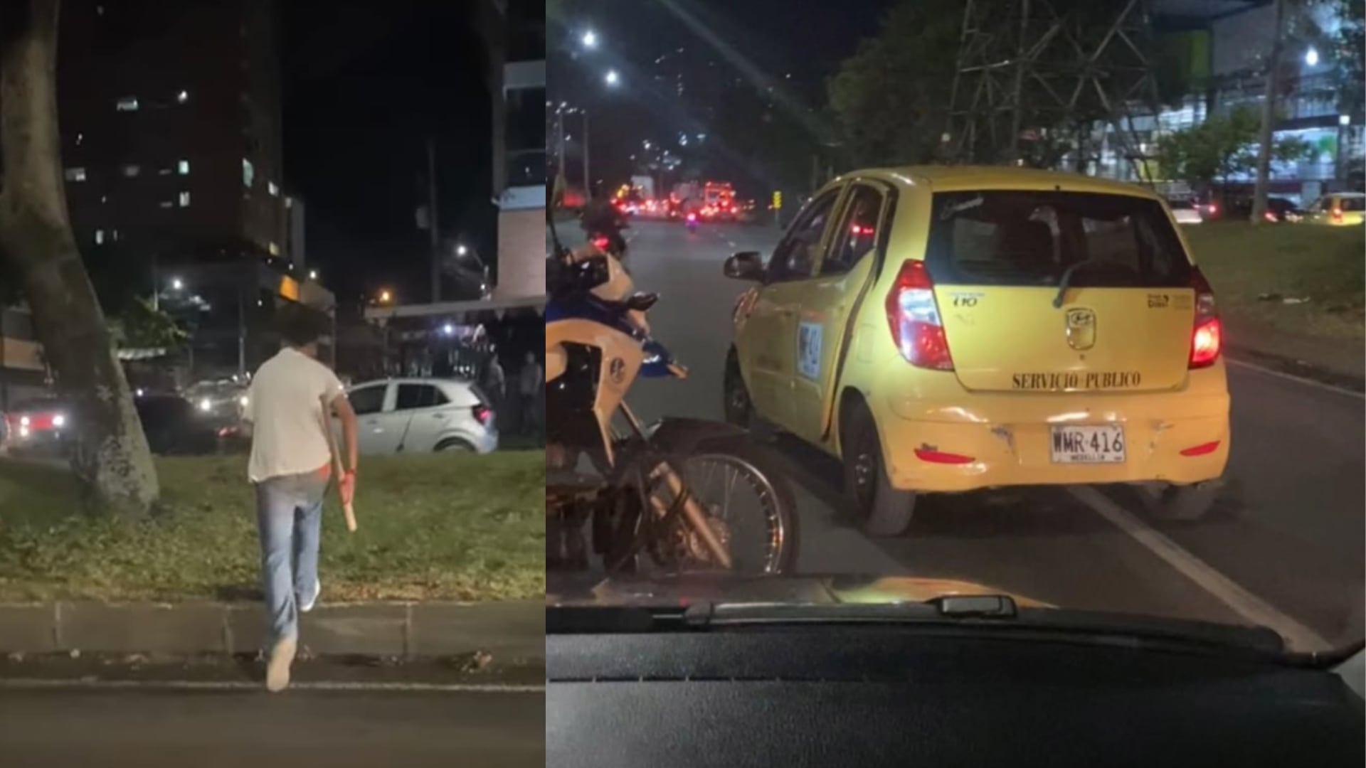 Presunto agresor con bate y placas de su vehículo.