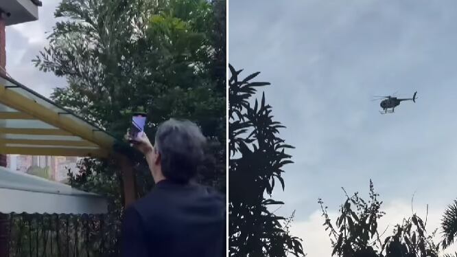 Daniel Quintero Calle y helicóptero de la Policía Nacional