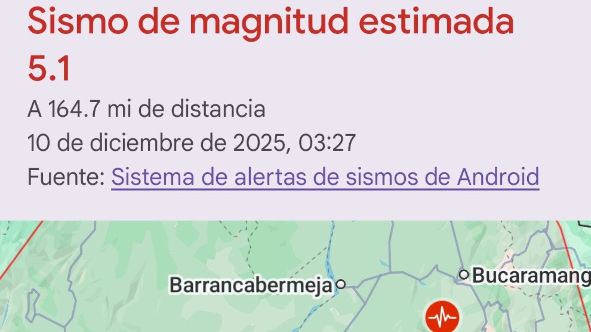 Google alertó sobre el sismo en Colombia