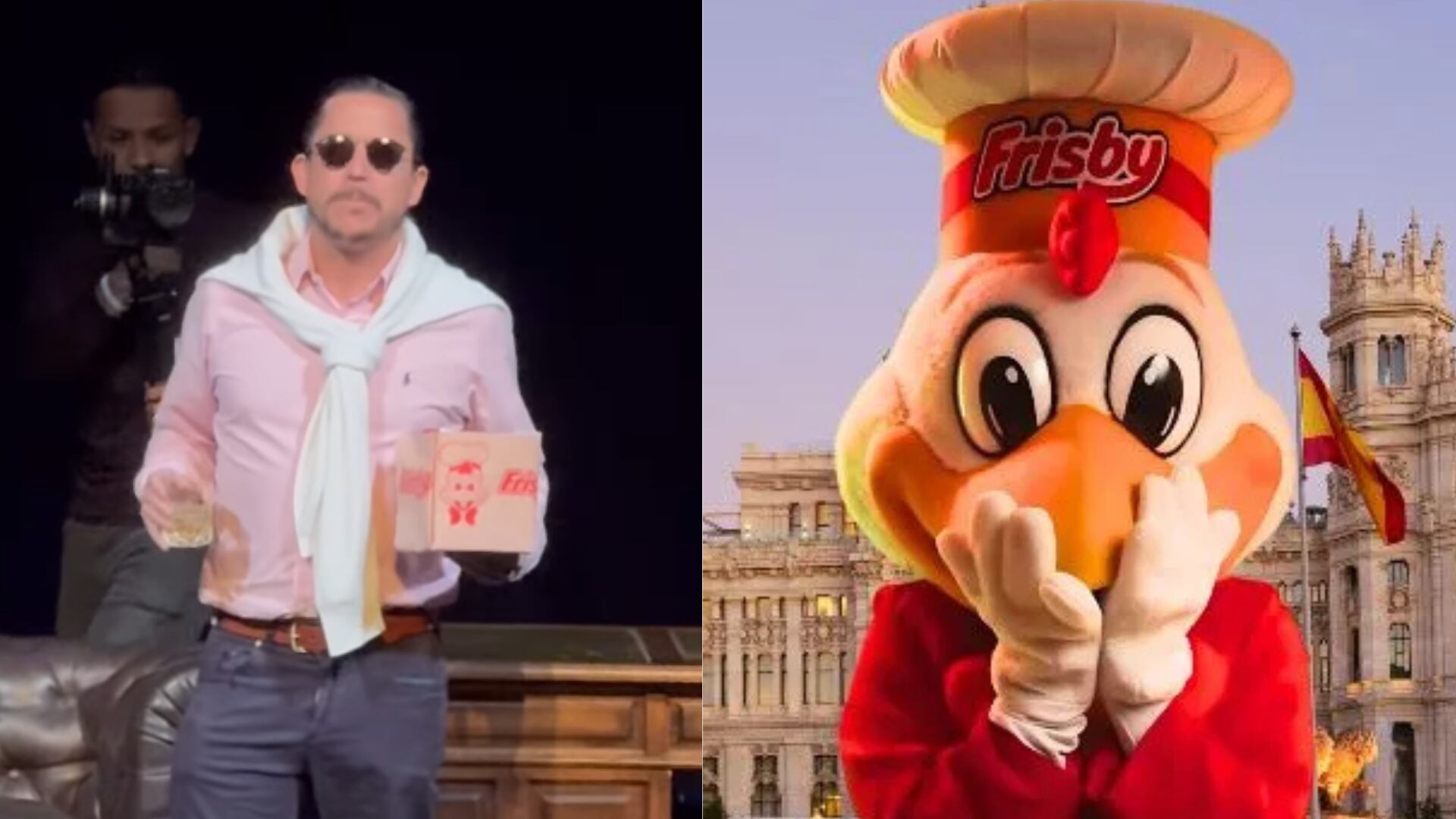Juanpis González llegó a teatro en España comiendo pollo Frisby