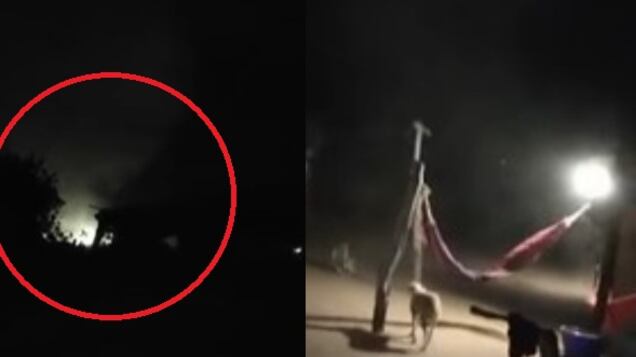 Foto del tornado nocturno que se presentó en zona rural colombiana.