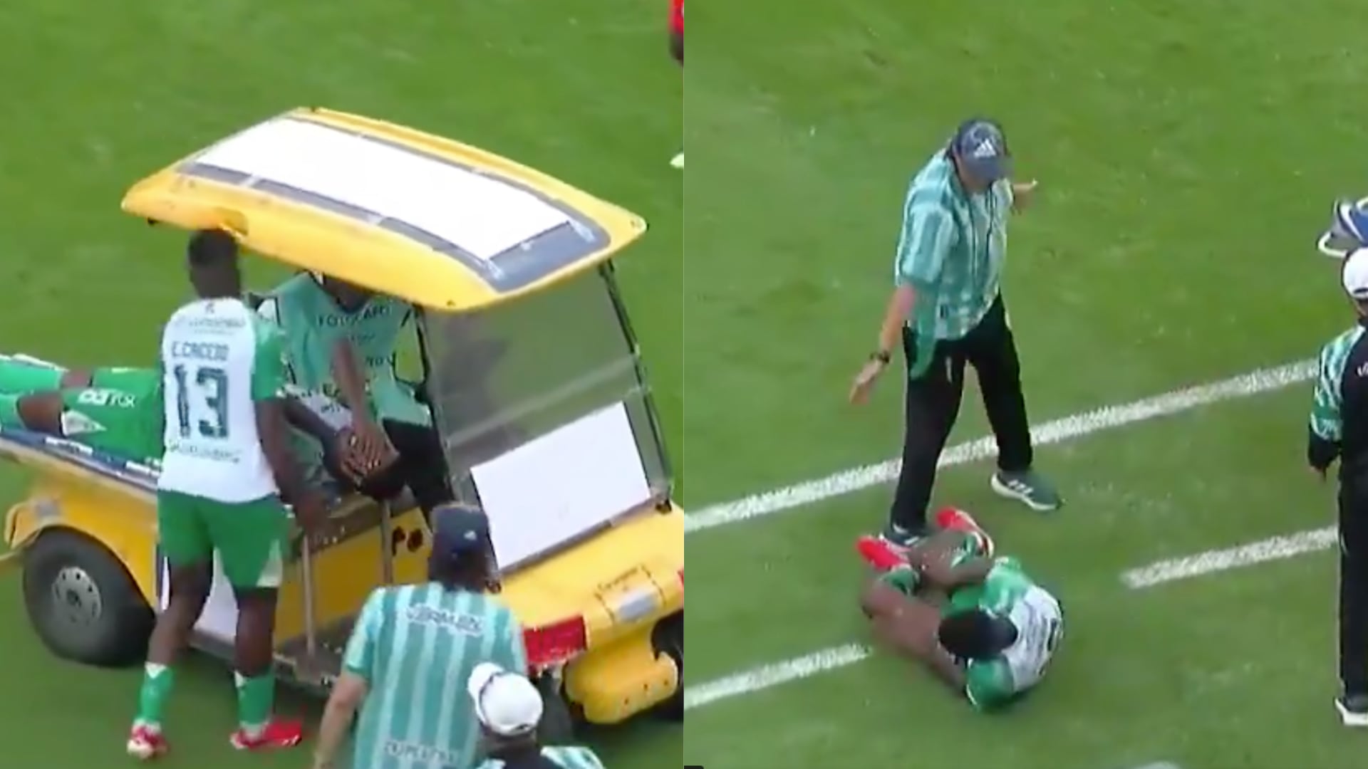 Carrito médico atropelló a jugador - Fotos: Redes sociales de la transmisión oficial del encuentro el 31 de mayo del 2026