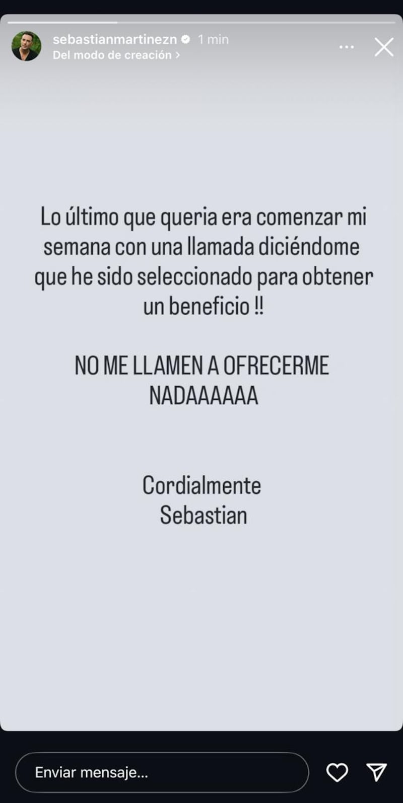 Sebastián Martínez y el beneficio