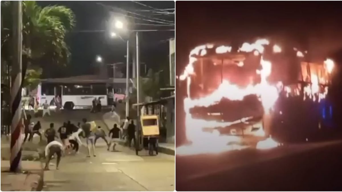Noche de horror en Cartagena tras el partido de Junior: peleas, atracos, un asesinado, bus incendiado