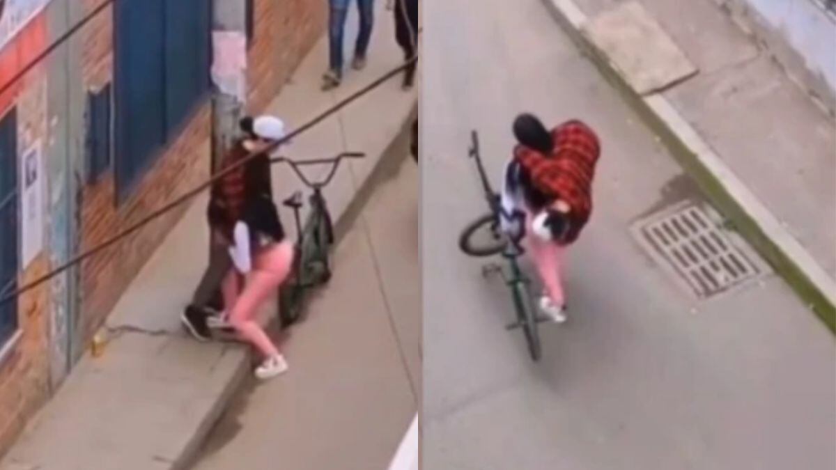 Una mujer cargó a hombre que estaría borracho y a su bicicleta y la elogian en redes sociales.