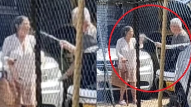 Hombre mojó en la cara a una abuela en una compraventa de carros.